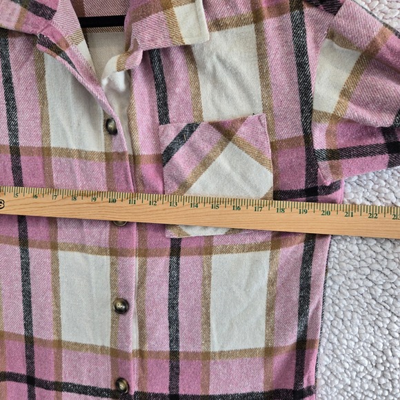 Womens‎ 4 Shacket Shirt Jacket Mini Skirt 2pc Outfit Preppy Pink Plaid Angelcore - Picture 4 of 11